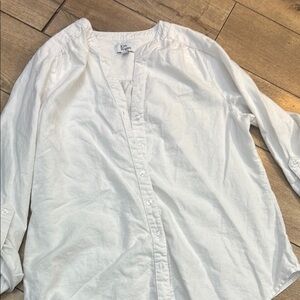 Kim Rogers White Puff Sleeve Button Down Shirt